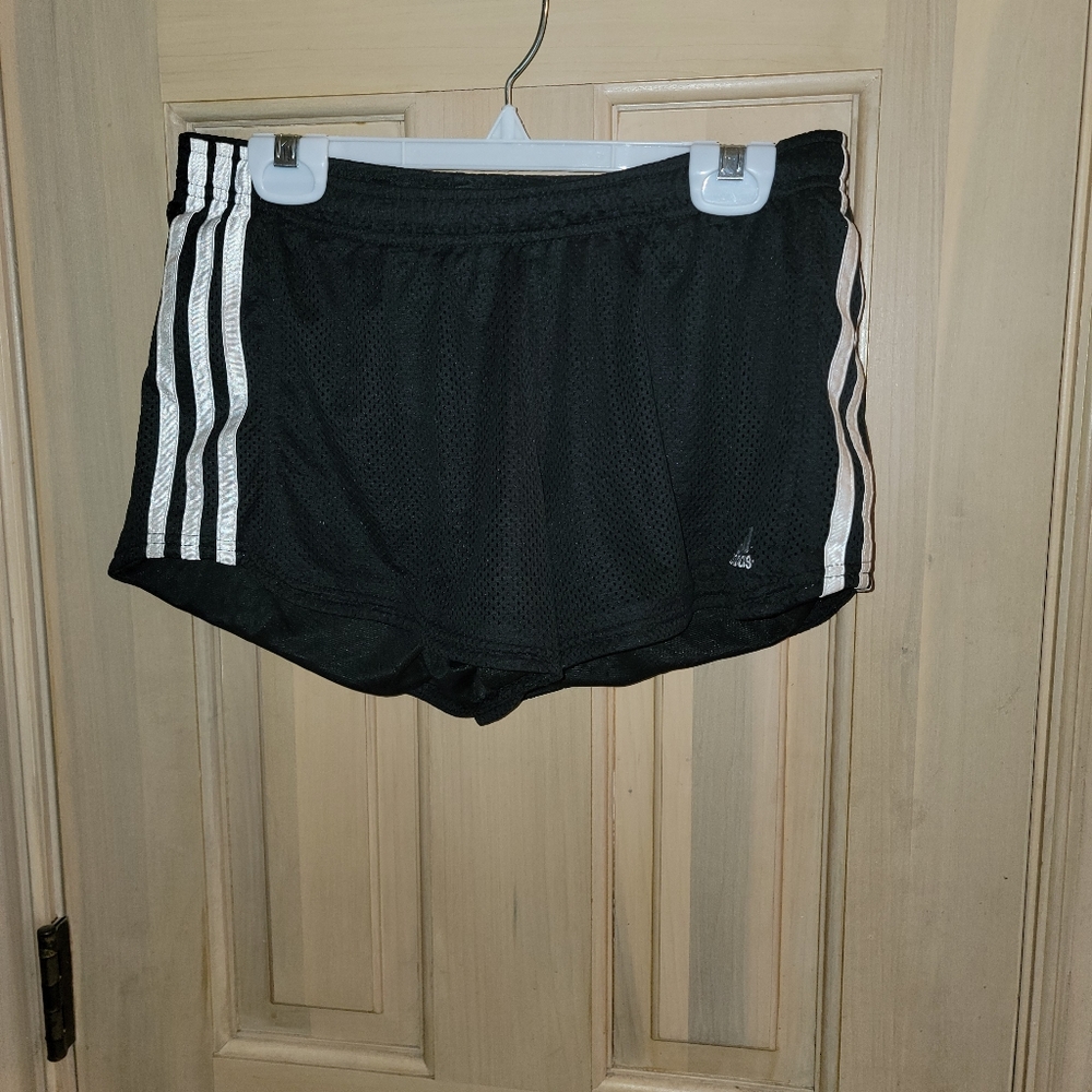 Girls sz m 10 Adidas black Nylon Athletic Shorts